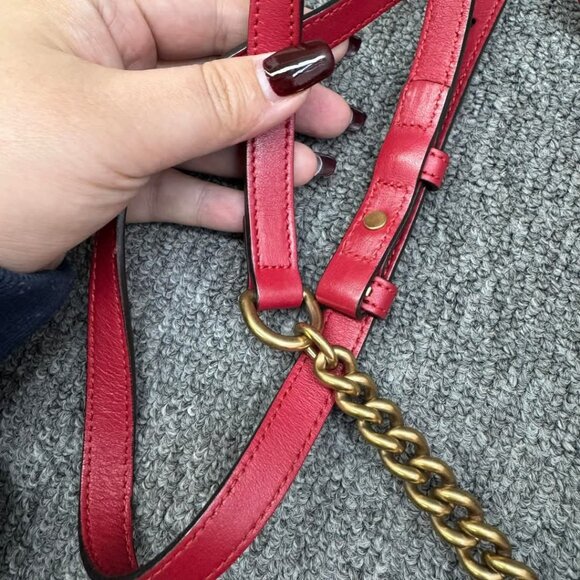 GUCCI GG Marmont Red Leather Shoulder Bag 480-012725 - Picture 14 of 16